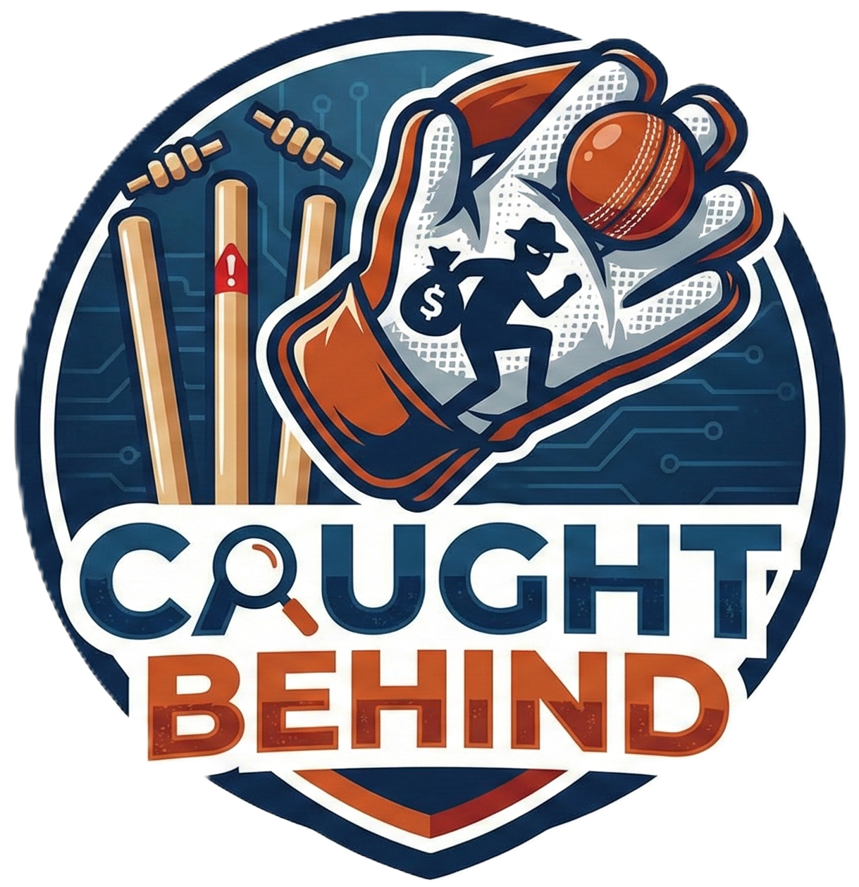 A logo representing security, verification, and blocking scammers in the cricket community.